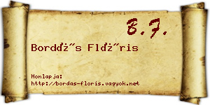 Bordás Flóris névjegykártya